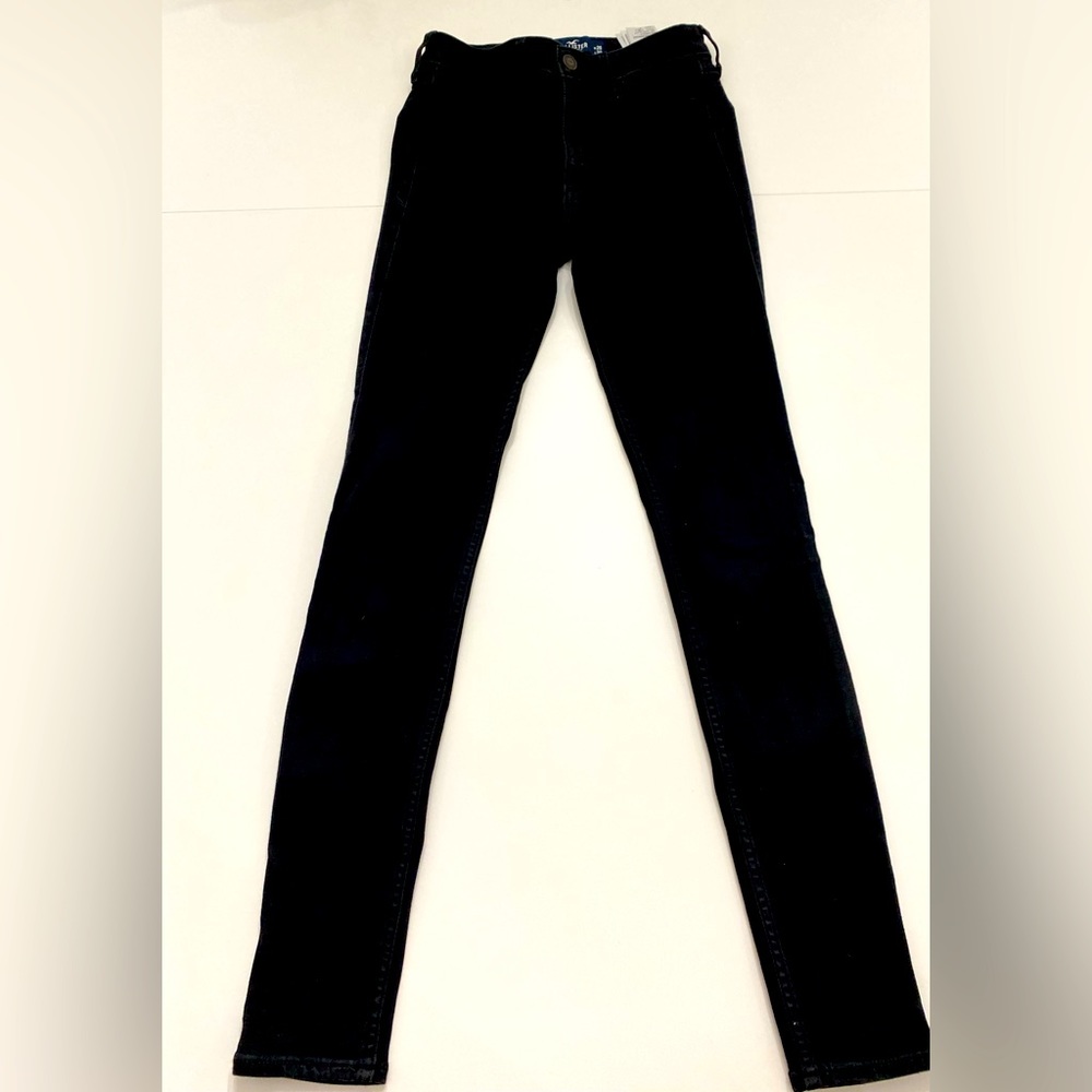Women’s Hollister Black Denim High Rise Zip Jeans Jeggings Pants 1 Long